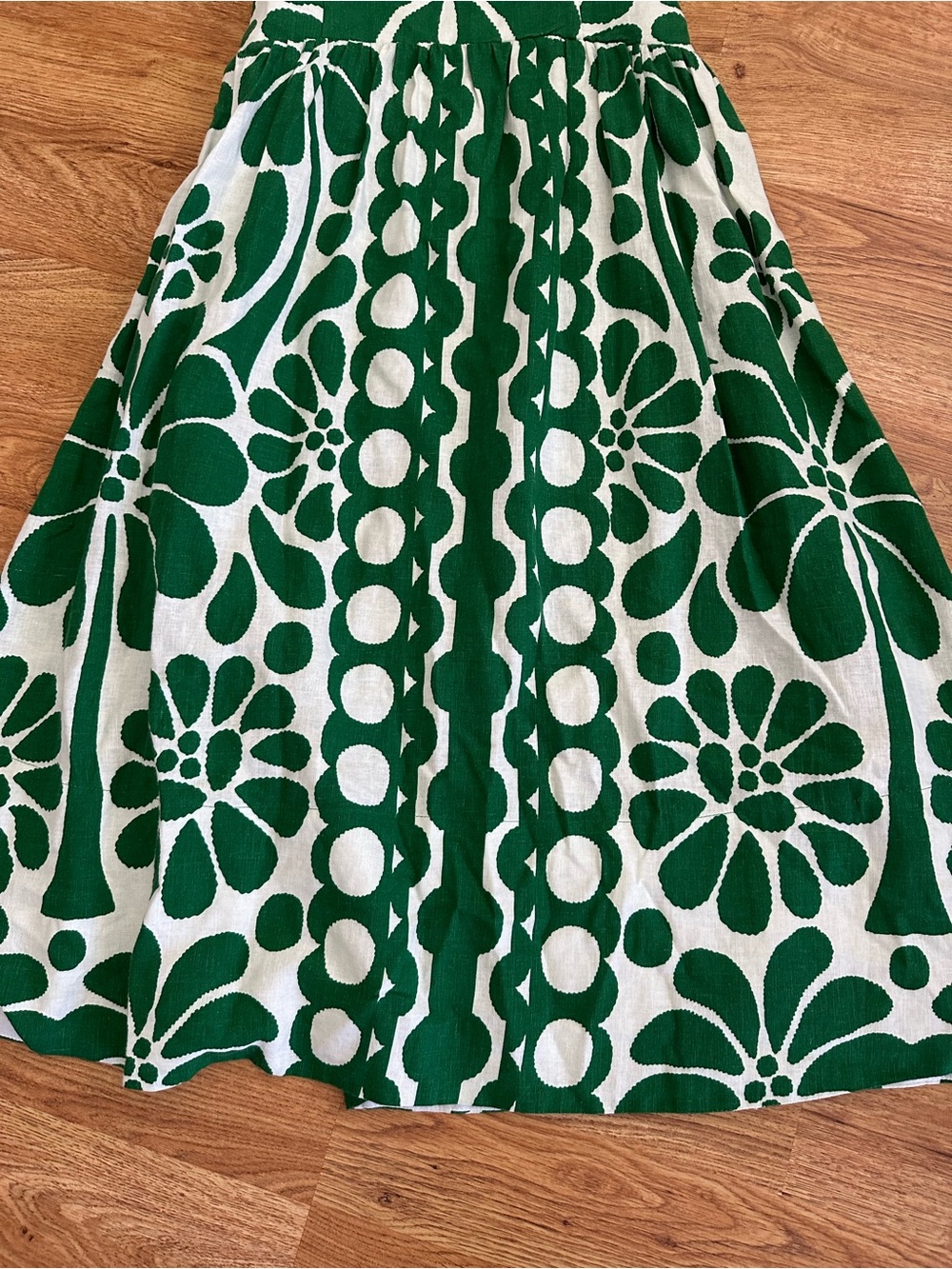 NWT Caroline Constas Green White Linen Blend Midi Dress S - Picture 10 of 15